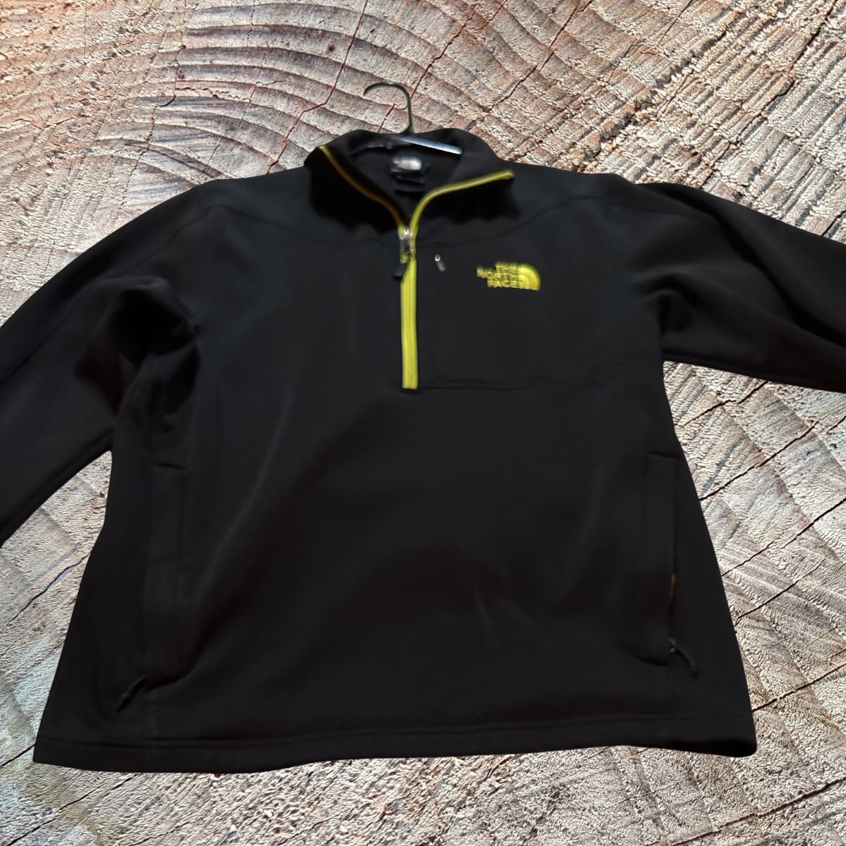 The North Face 1/4 Zip Pullover — Black & Neon Yellow (Size M)