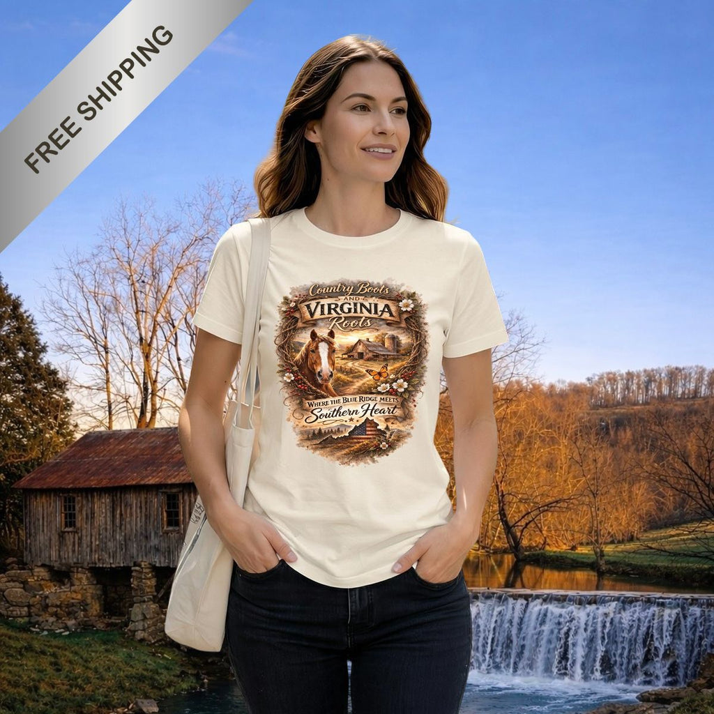 Virginia Roots & Southern Heart Country Horse Shirt | Comfort Colors C1717