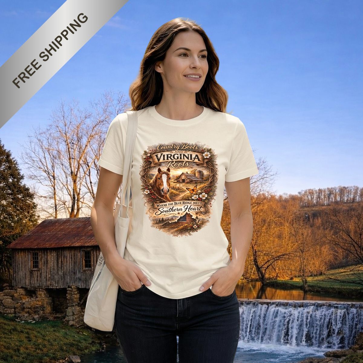 Virginia Roots & Southern Heart Country Horse Shirt | Comfort Colors C1717