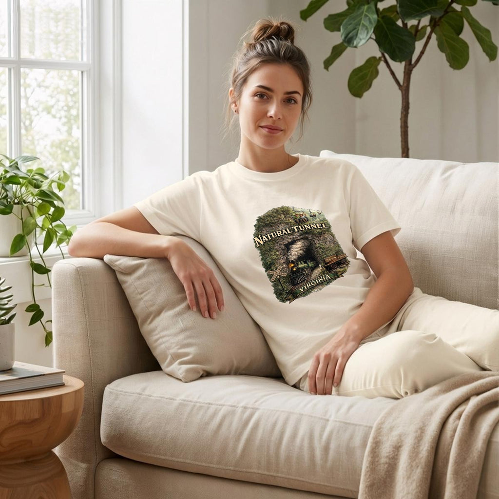 Women's Vintage Steam Engine Natural Tunnel Virginia Railroad Shirt