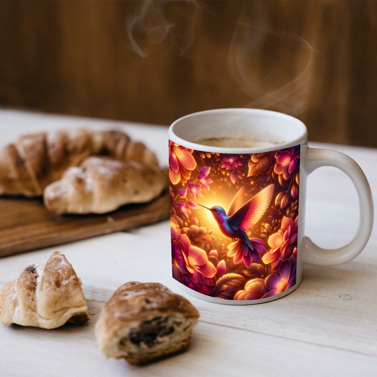 Hummingbird in Enchanted Garden Ceramic Coffee Mug
