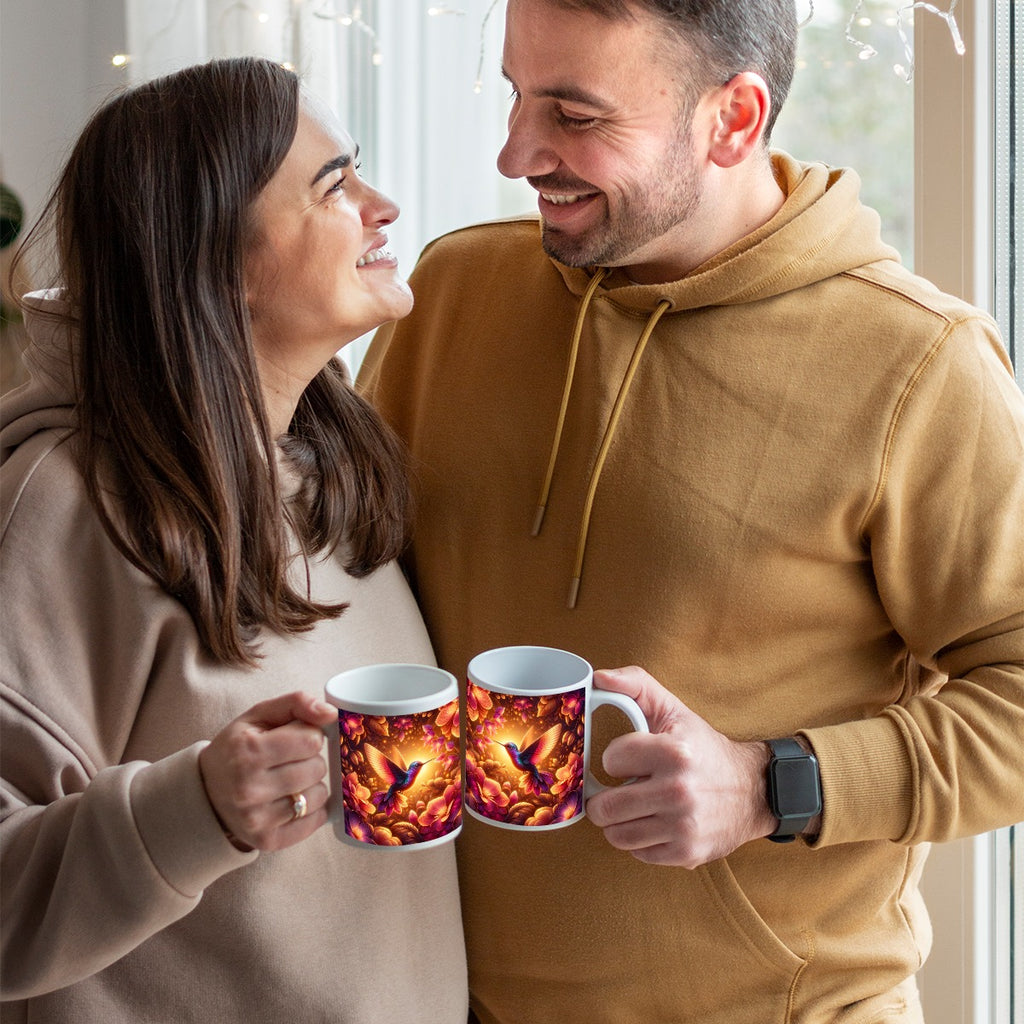 Hummingbird in Enchanted Garden Ceramic Coffee Mug