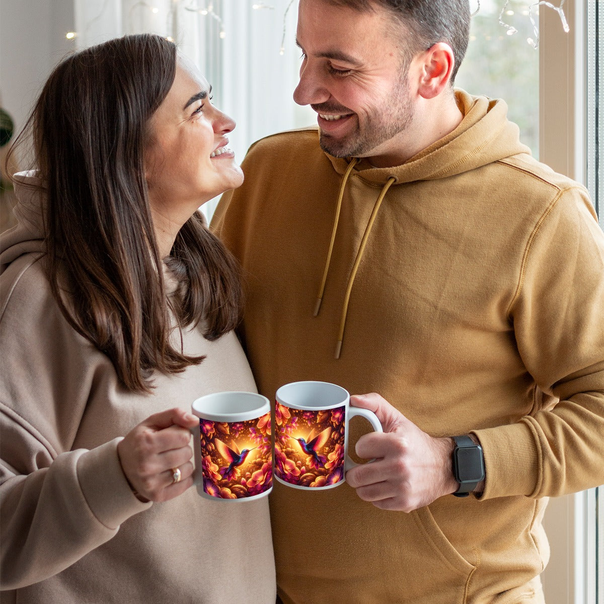 Hummingbird in Enchanted Garden Ceramic Coffee Mug