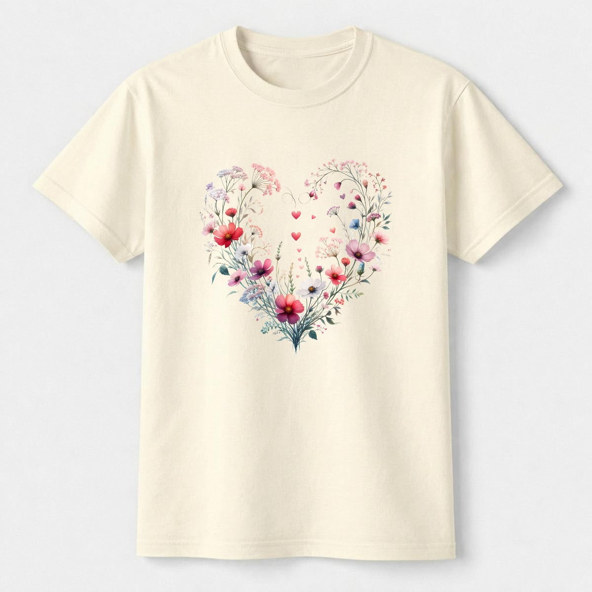 Ivory Floral Heart Graphic Tee | Comfort Colors C1717