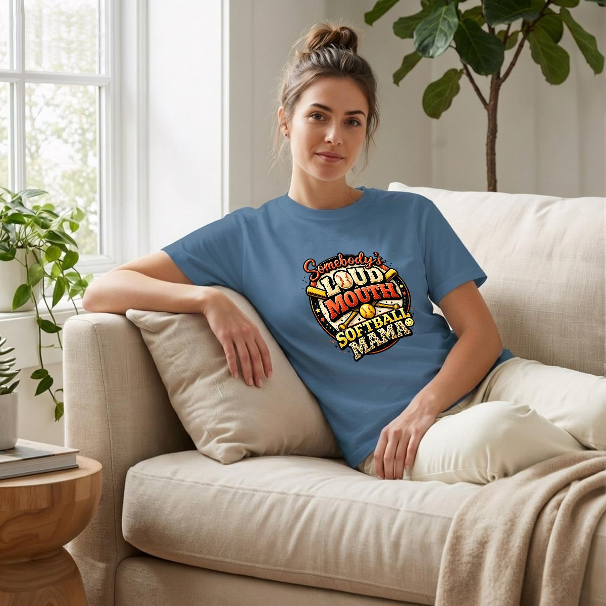 Somebody’s Loudmouth Softball Mama Comfort Colors Tee (Available in 13 Colors)