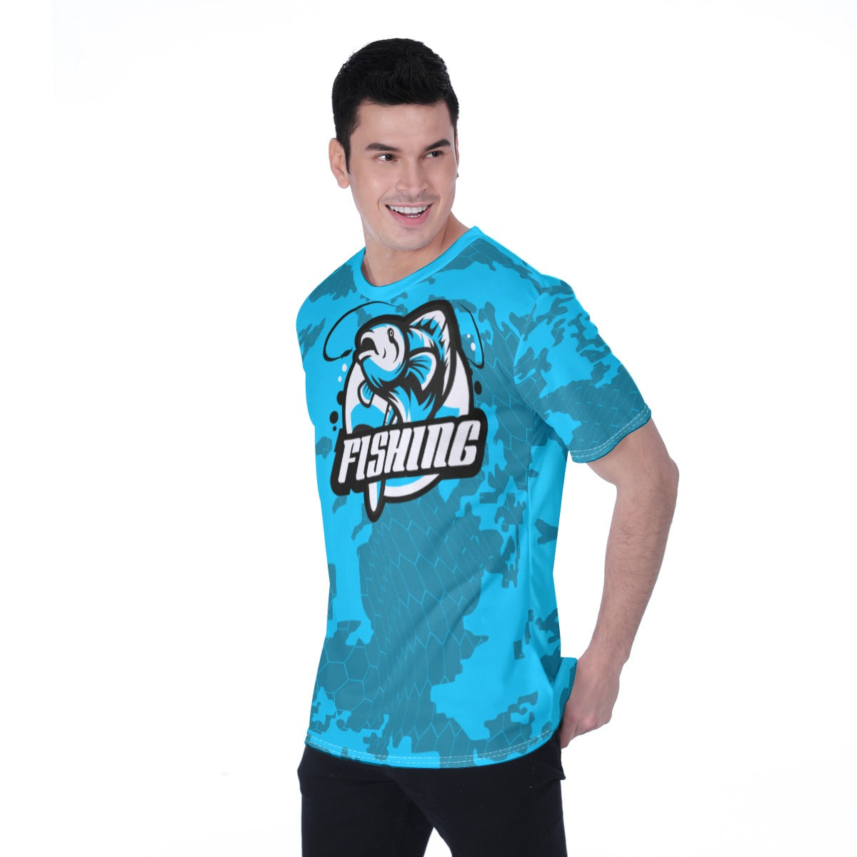 Men's All-Over Print Fishing Tee - Blue Camo