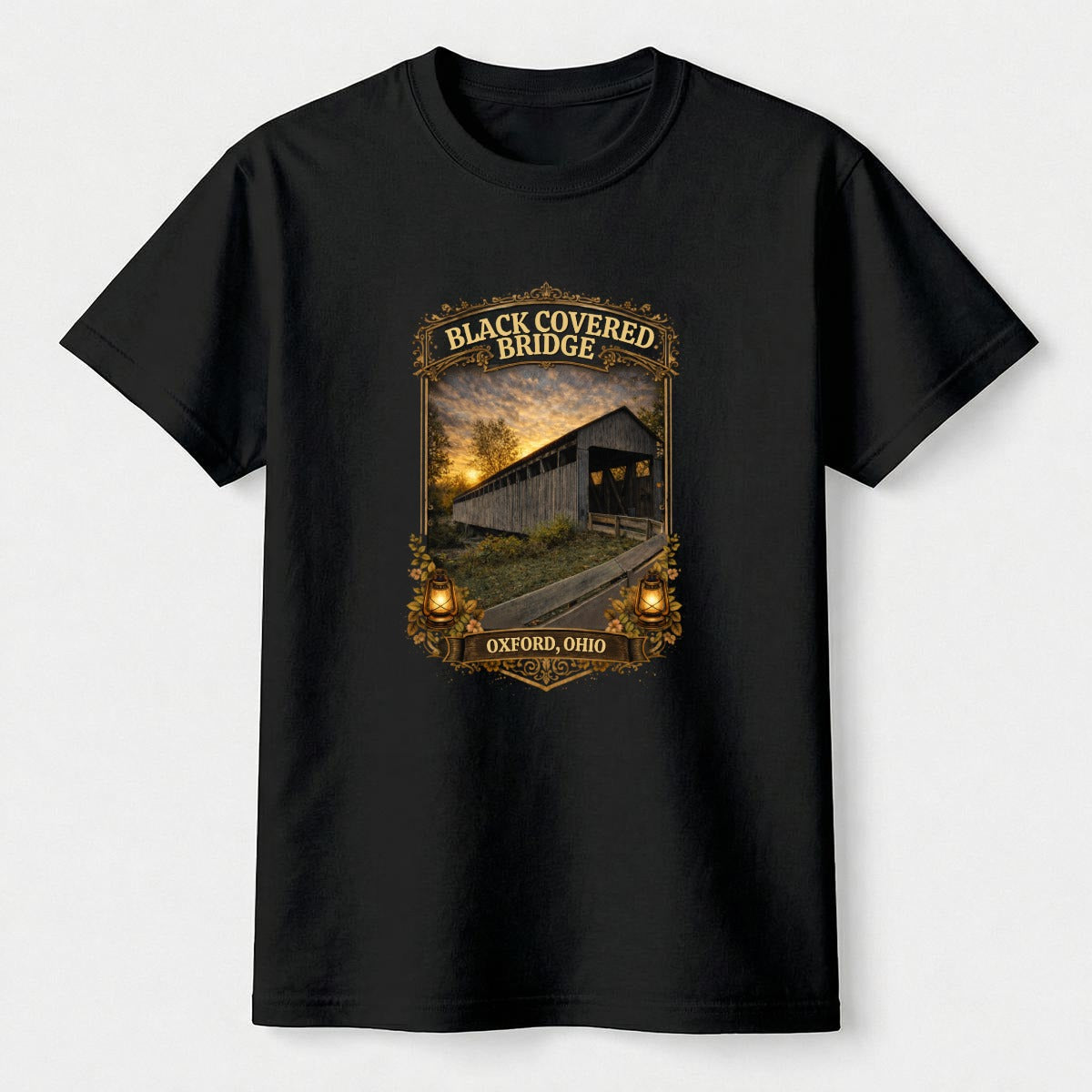 Vintage Black Covered Bridge Oxford, Ohio – Comfort Colors C1717 T-Shirt