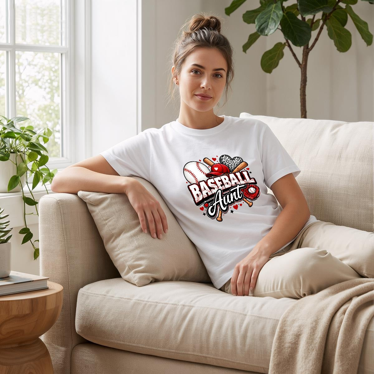 Women’s Baseball Aunt Graphic Tee - Comfort Colors C1717 - Double DTG Print