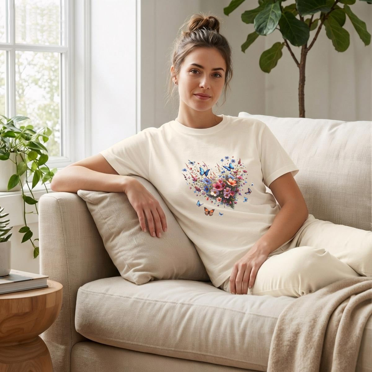 Wildflower Heart & Butterfly DTG Tee | Comfort Colors C1717 Ivory