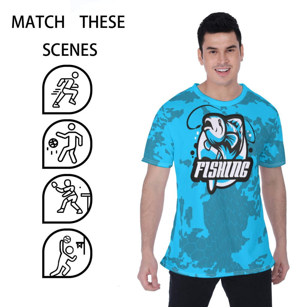 Men's All-Over Print Fishing Tee - Blue Camo