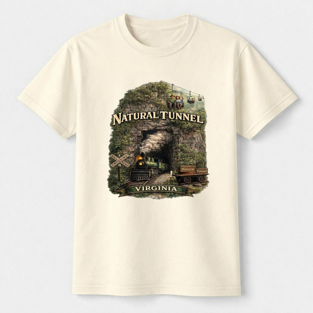 Women's Vintage Steam Engine Natural Tunnel Virginia Railroad Shirt
