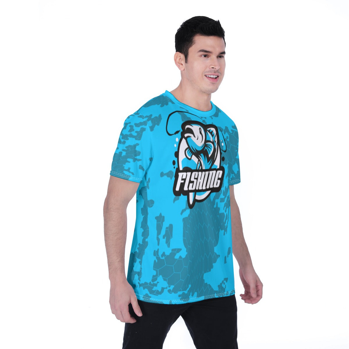 Men's All-Over Print Fishing Tee - Blue Camo
