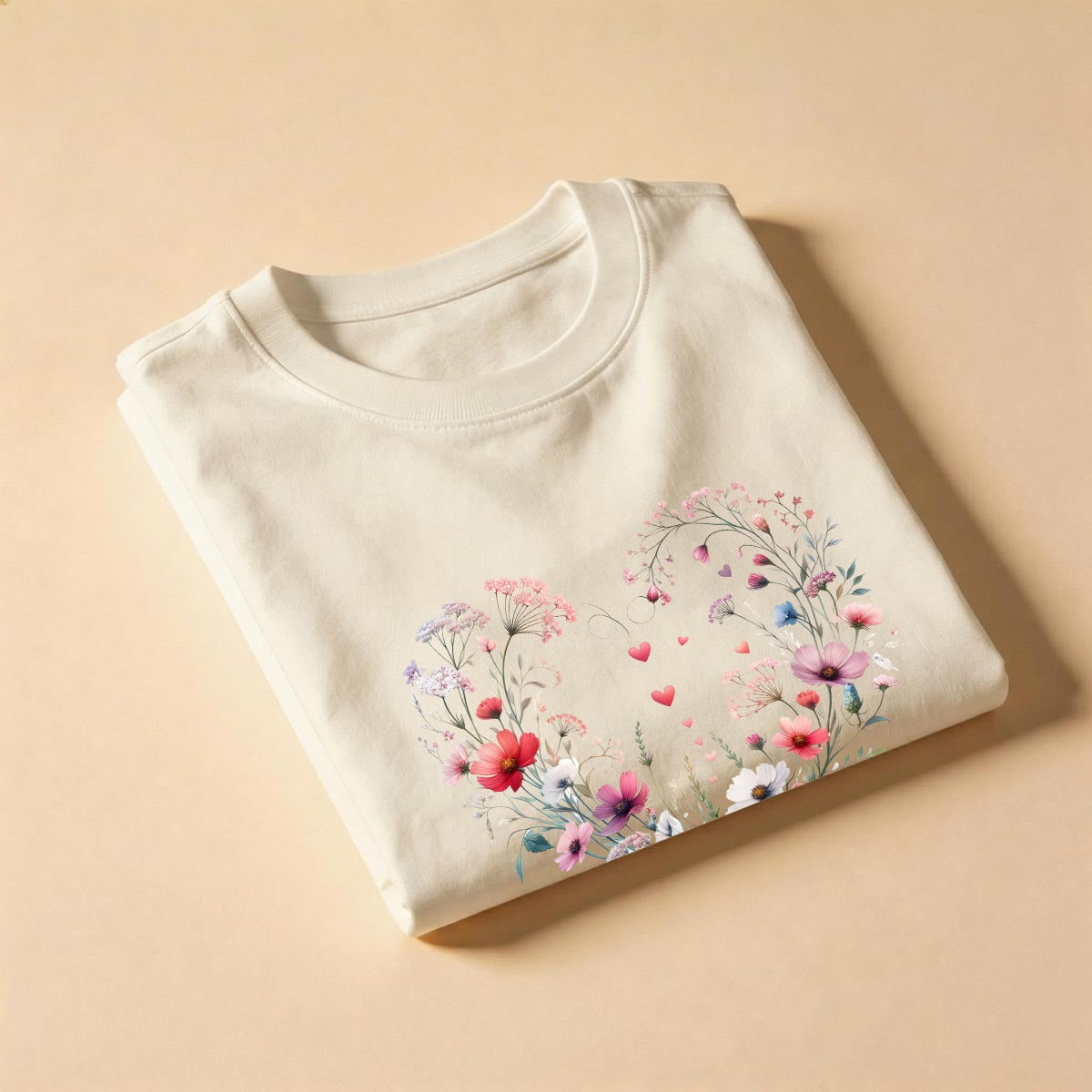 Ivory Floral Heart Graphic Tee | Comfort Colors C1717