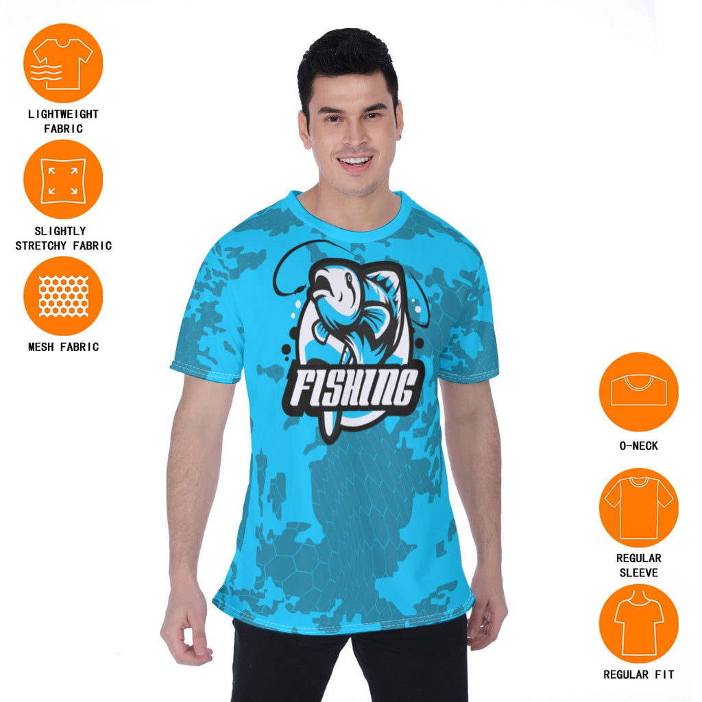 Men's All-Over Print Fishing Tee - Blue Camo