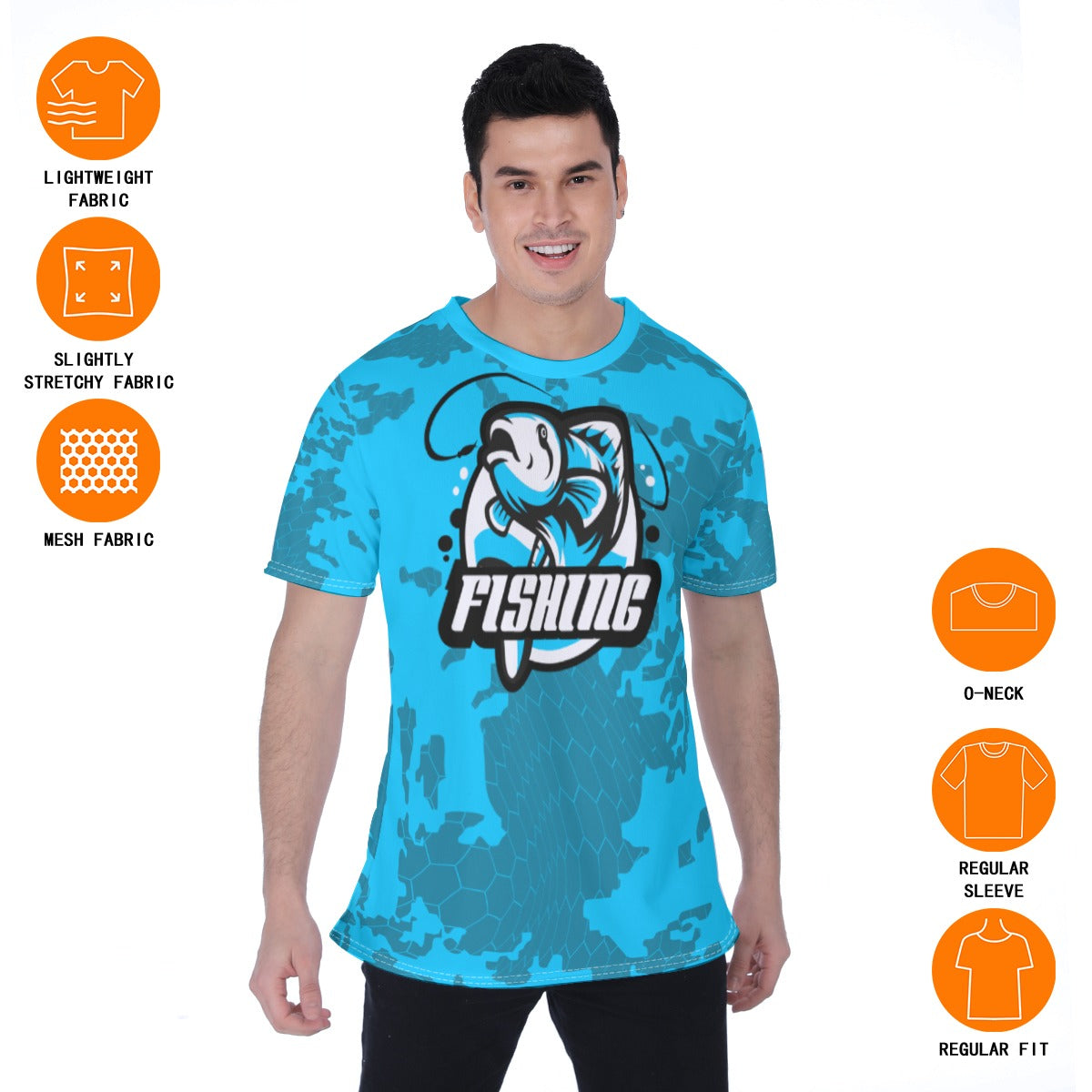 Men's All-Over Print Fishing Tee - Blue Camo