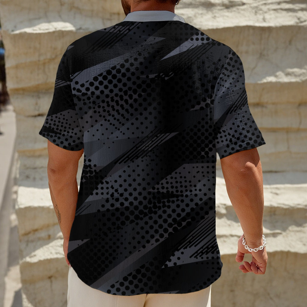 Men's Black & Gray Henley Polo Shirt