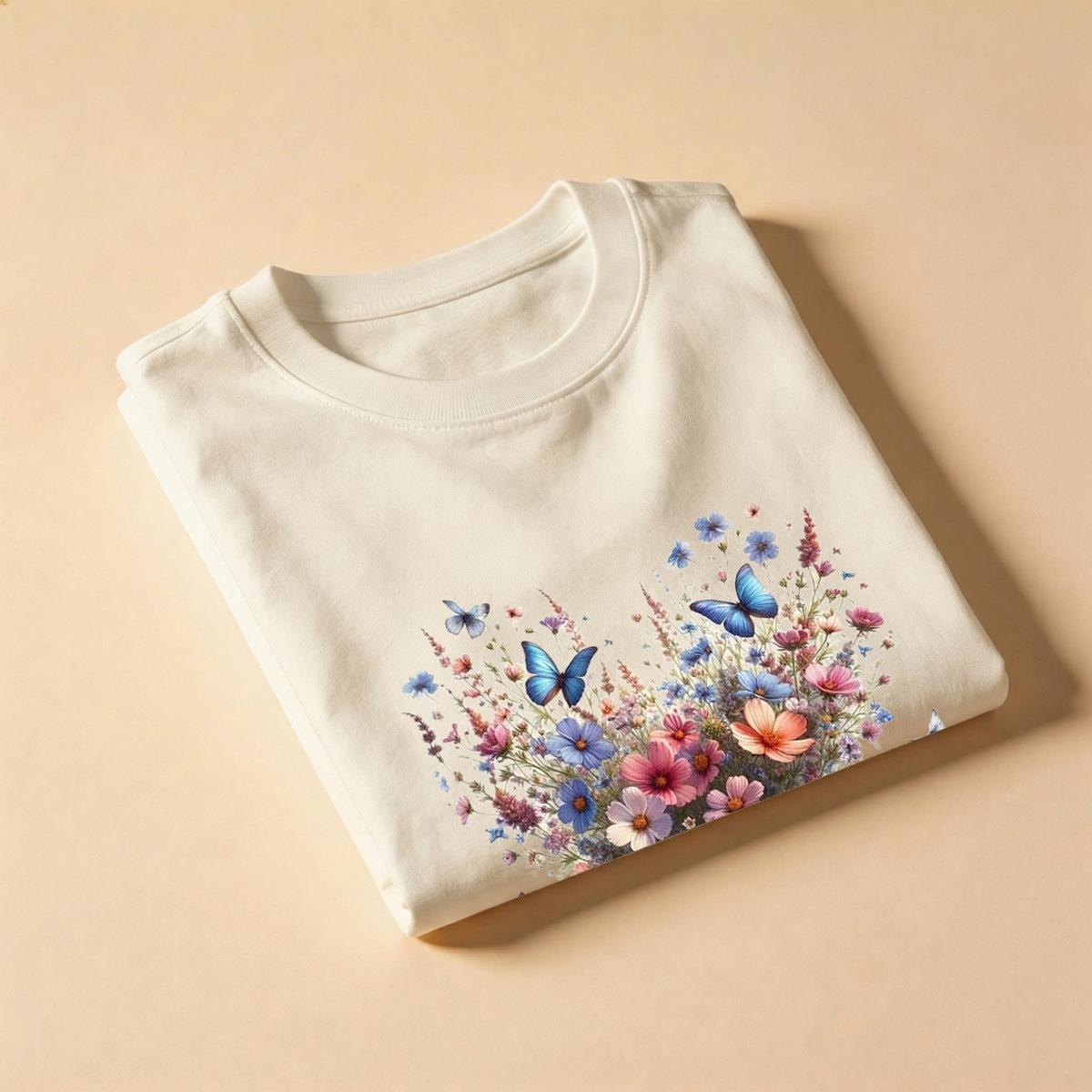 Wildflower Heart & Butterfly DTG Tee | Comfort Colors C1717 Ivory