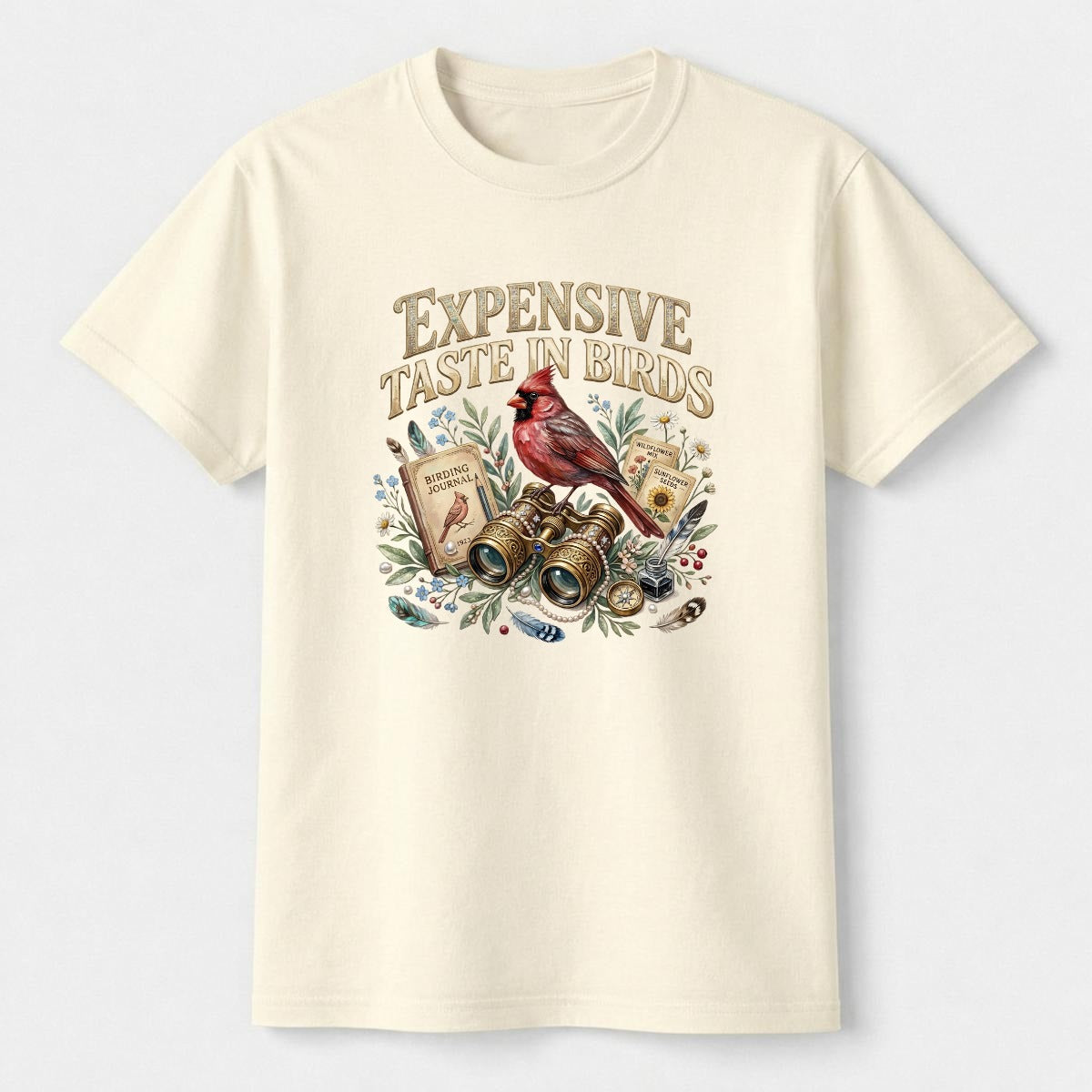 Expensive Taste in Birds Vintage Cardinal Tee | Comfort Colors Women’s Bird Watching Shirt