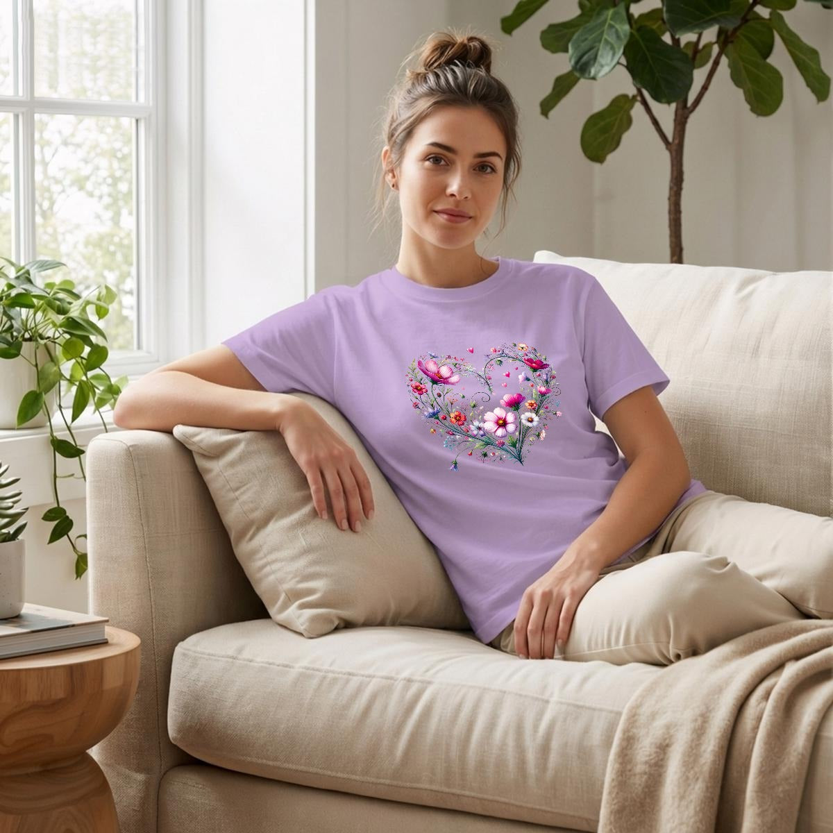 Floral Heart Color Tee | Comfort Colors C1717 - Available in 13 Colors