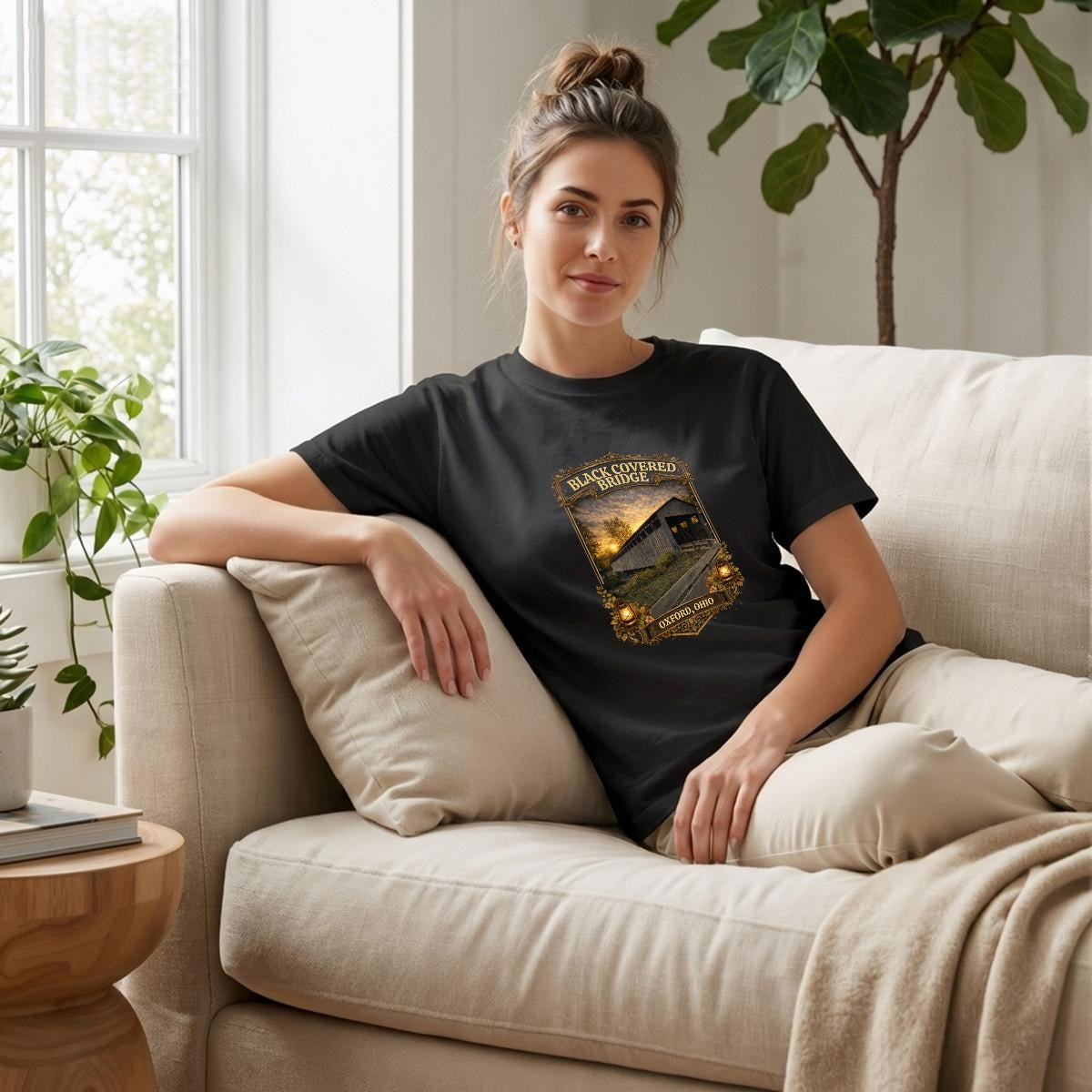 Vintage Black Covered Bridge Oxford, Ohio – Comfort Colors C1717 T-Shirt