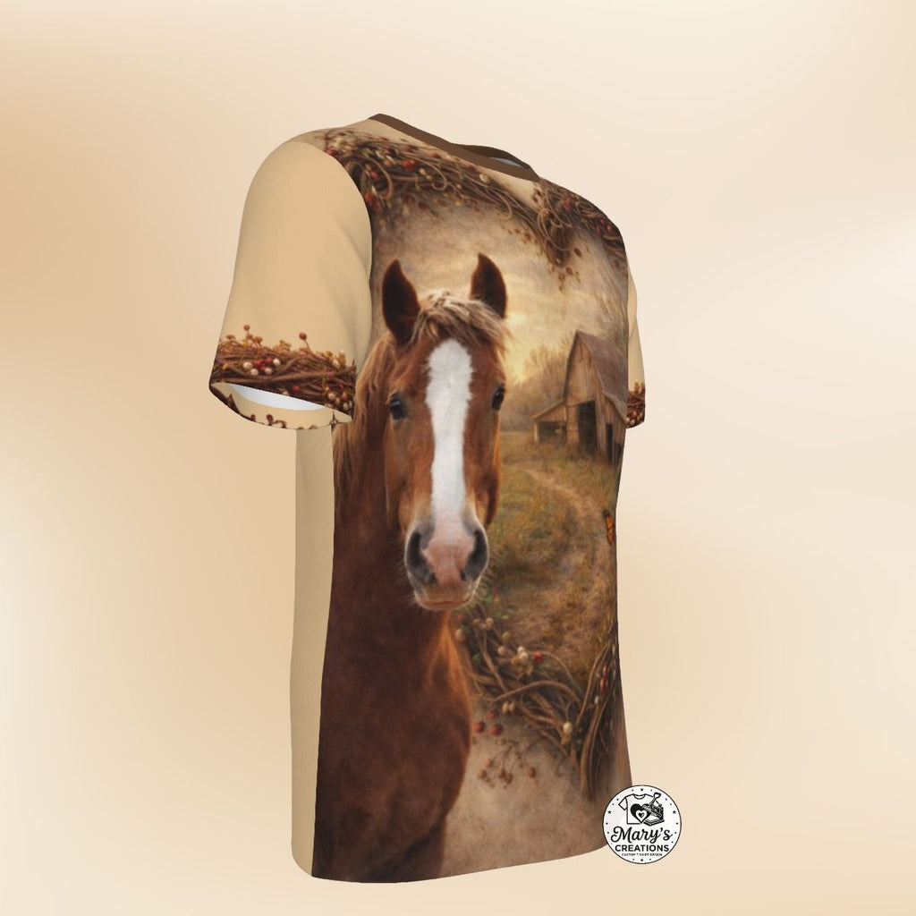 Rustic Horse & Barn Heart-Frame Tee