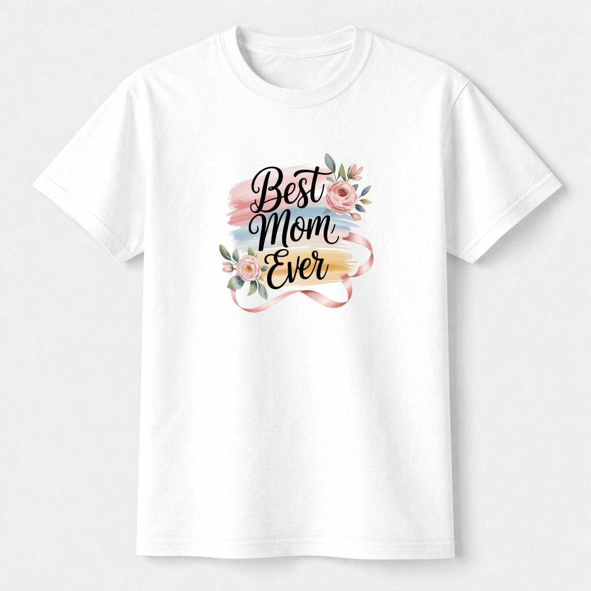 Watercolor Floral "Best Mom Ever" Tee – Comfort Colors-Double DTG