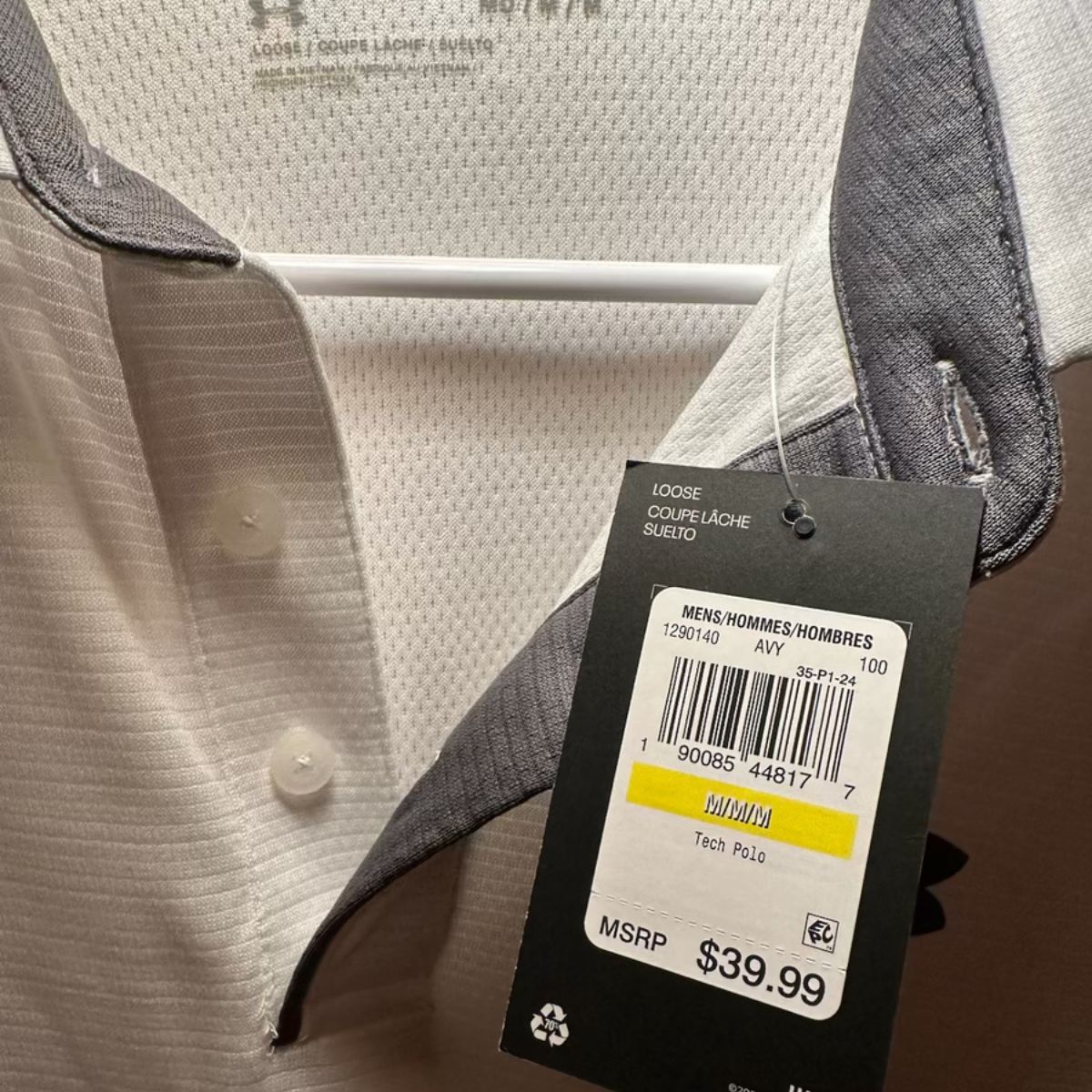 Under Armour Men;s Tech Polo - White/Graphite Size Medium (NWT)