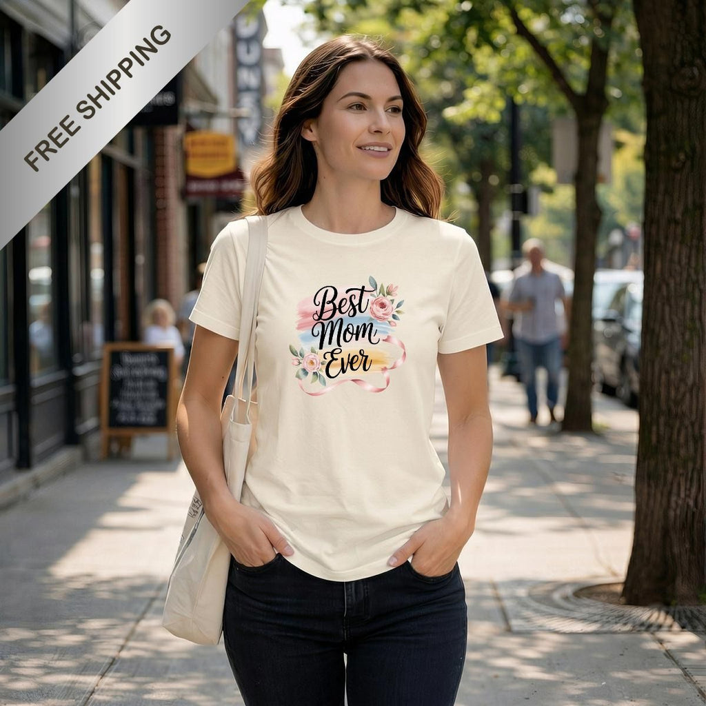 Watercolor Floral "Best Mom Ever" Tee – Comfort Colors-Double DTG