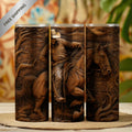 20 oz Straight Tumbler-3D Tooled Leather Cowboy Design-Rustic Western Sublimation Wrap-Insulated Sta