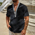 Men's Black & Gray Henley Polo Shirt