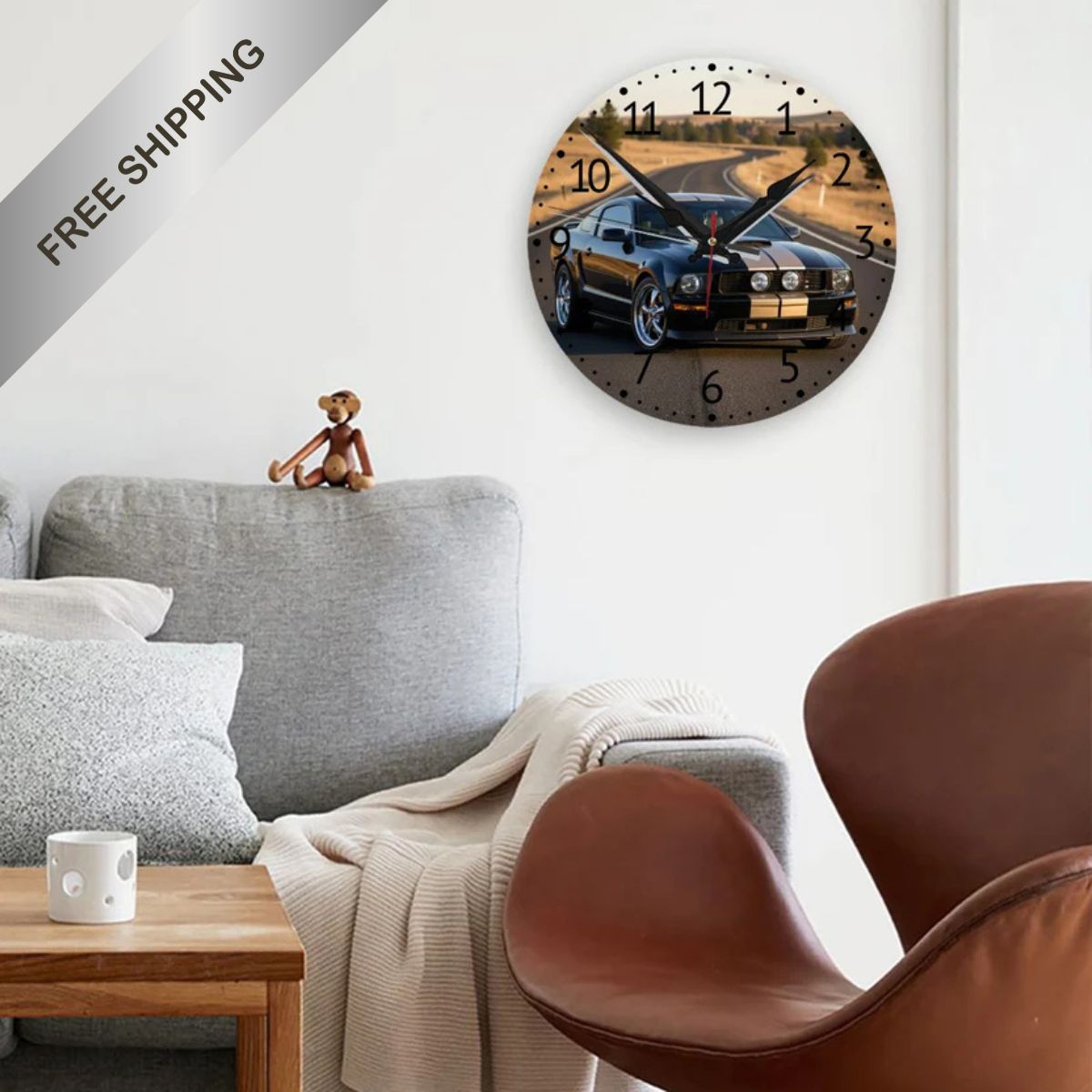 Mustang GT: 10" Premium Wood Wall Clock