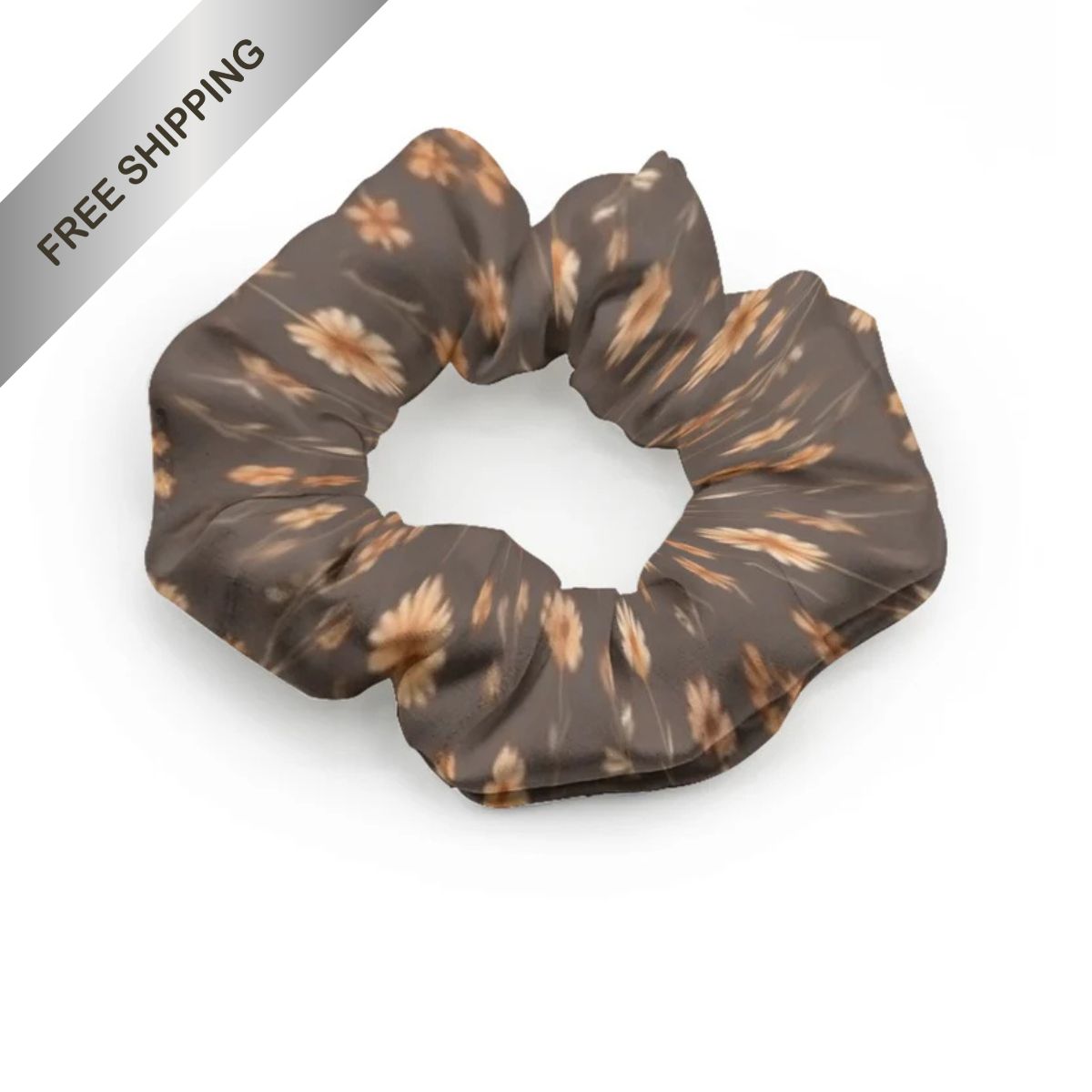 Brown Ditsy Hair Scrunchie