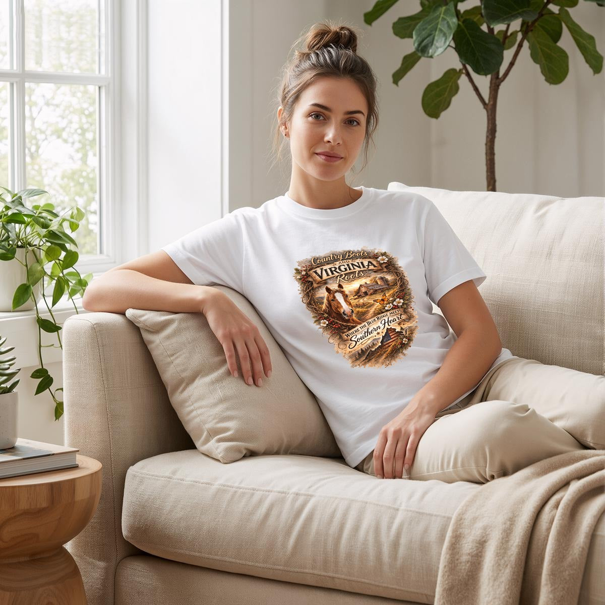 Virginia Roots & Southern Heart Country Horse Shirt | Comfort Colors C1717