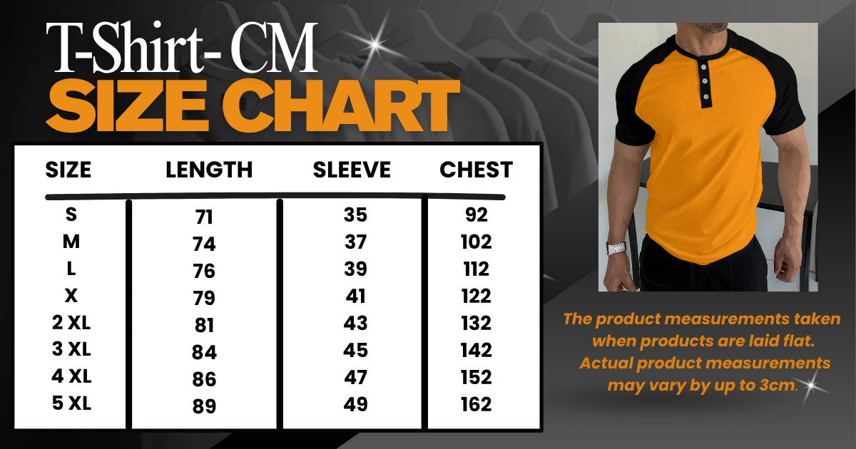 Men's Orange & Black Raglan Henley Tee