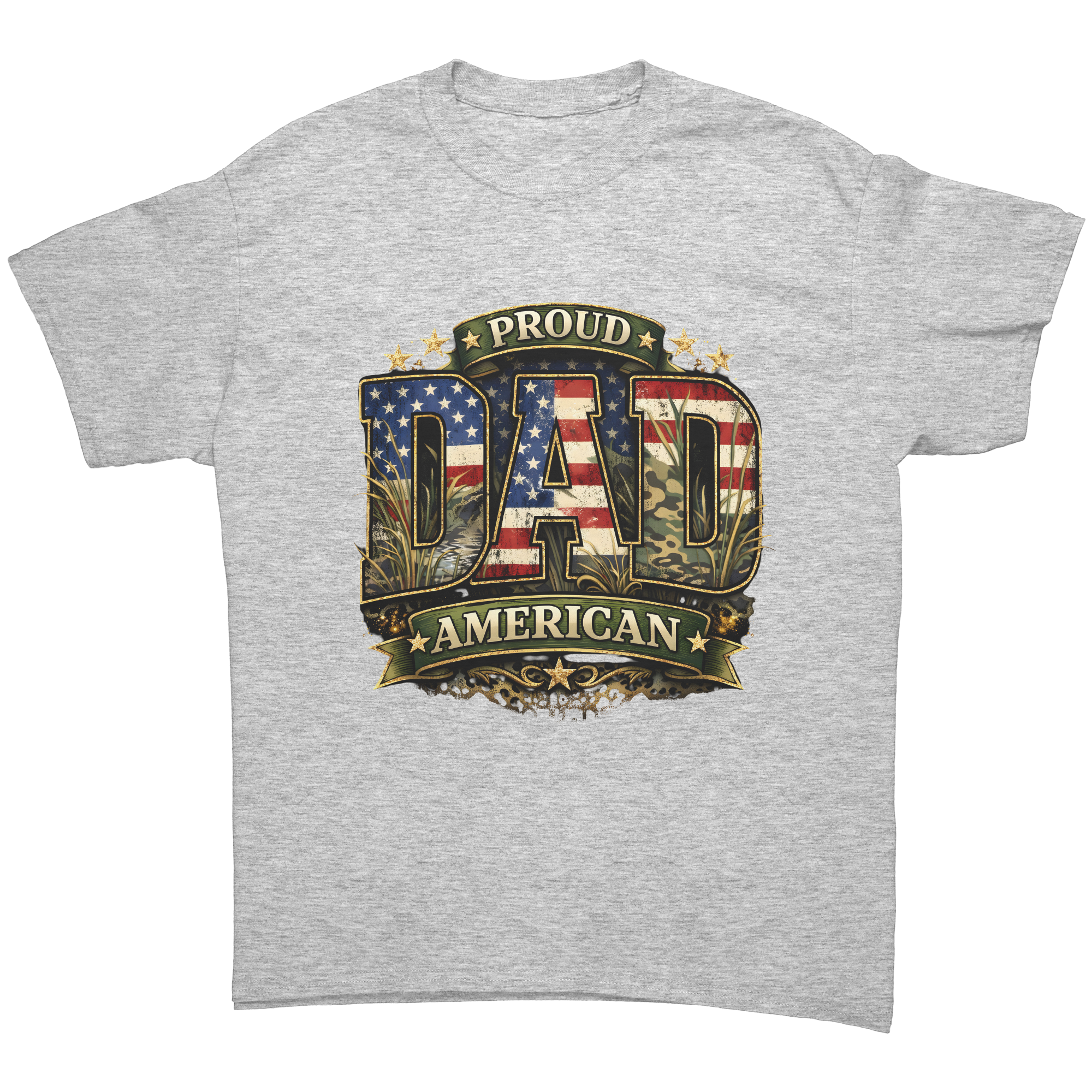 Proud American Dad Patriotic T-Shirt | USA Flag Graphic Tee | Gildan Unisex 5000 Tee