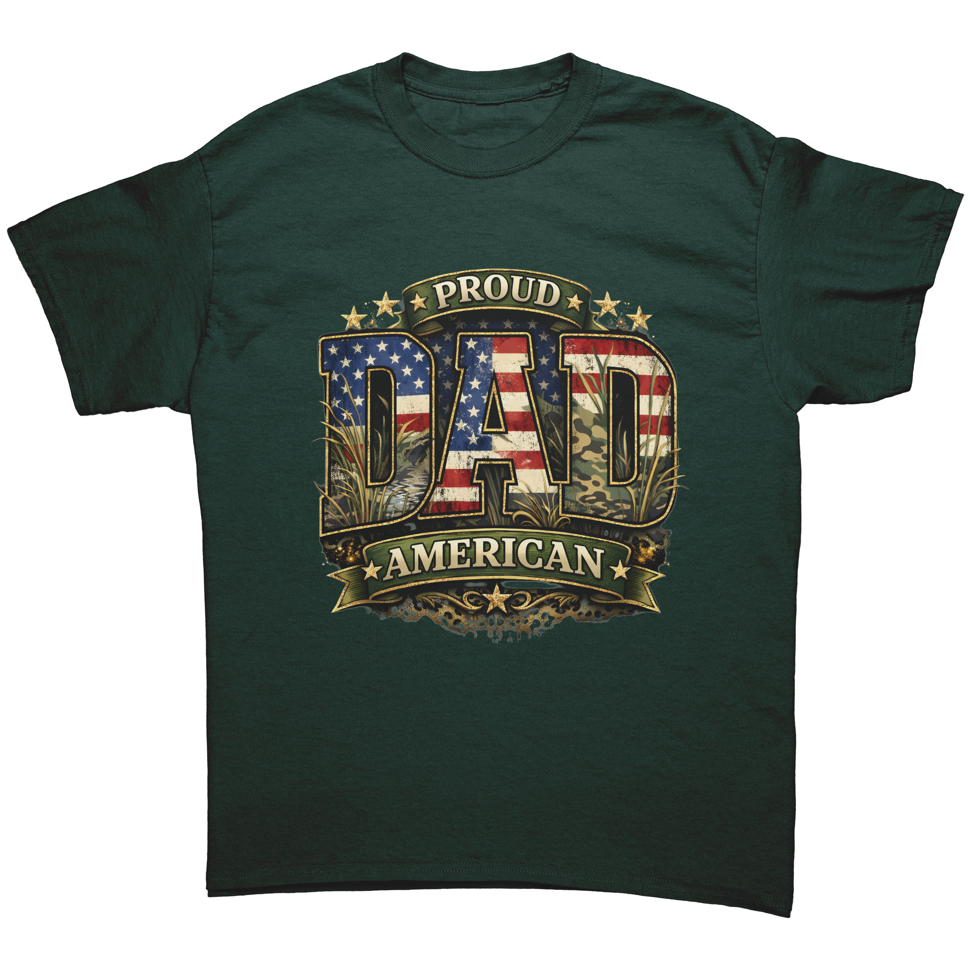 Proud_American_Dad_Patriotic_T-Shirt__U_Forest_Green_Mockup.png_15732475