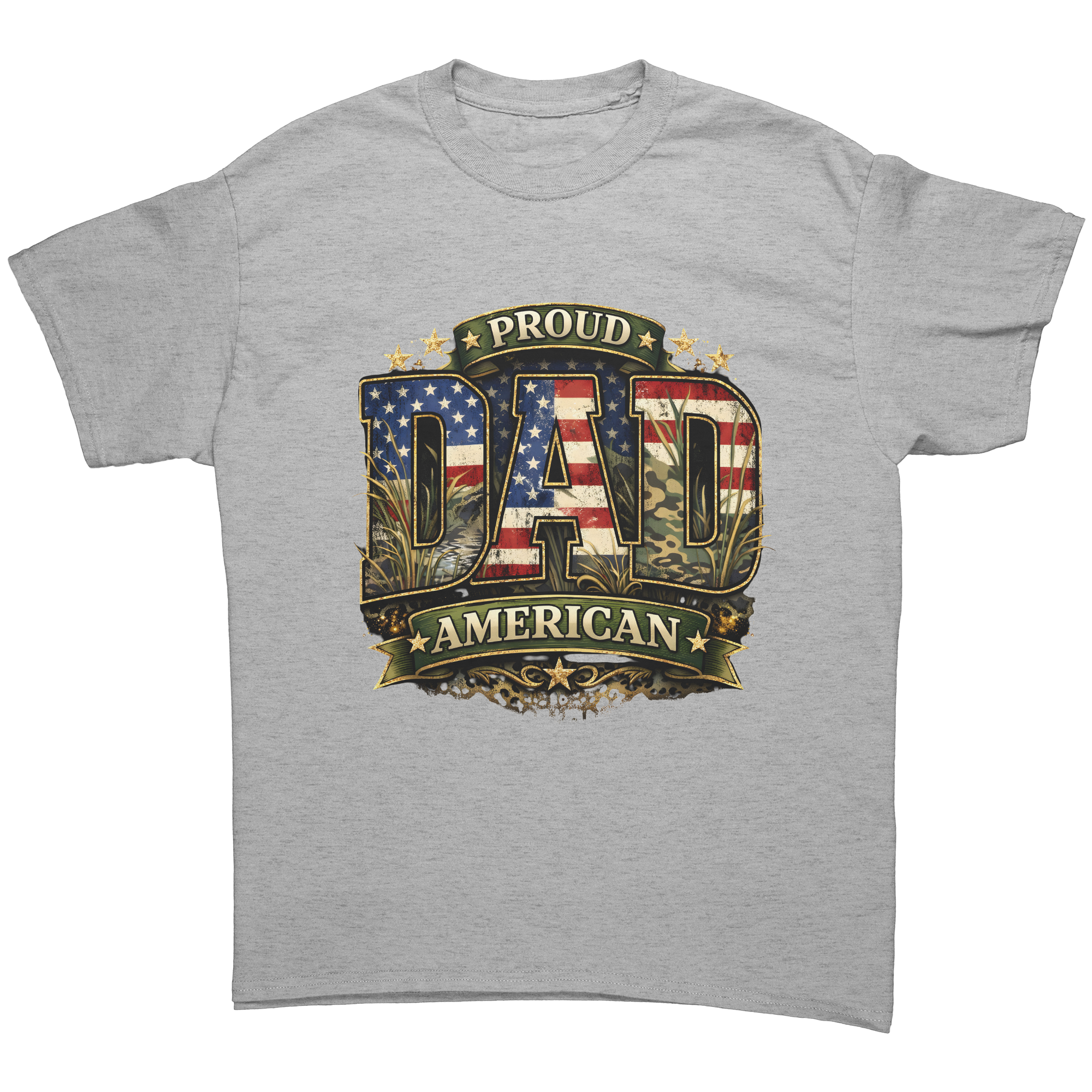 Proud American Dad Patriotic T-Shirt | USA Flag Graphic Tee | Gildan Unisex 5000 Tee