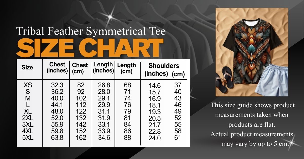 Tribal Feather Symmetrical All-Over Print Tee