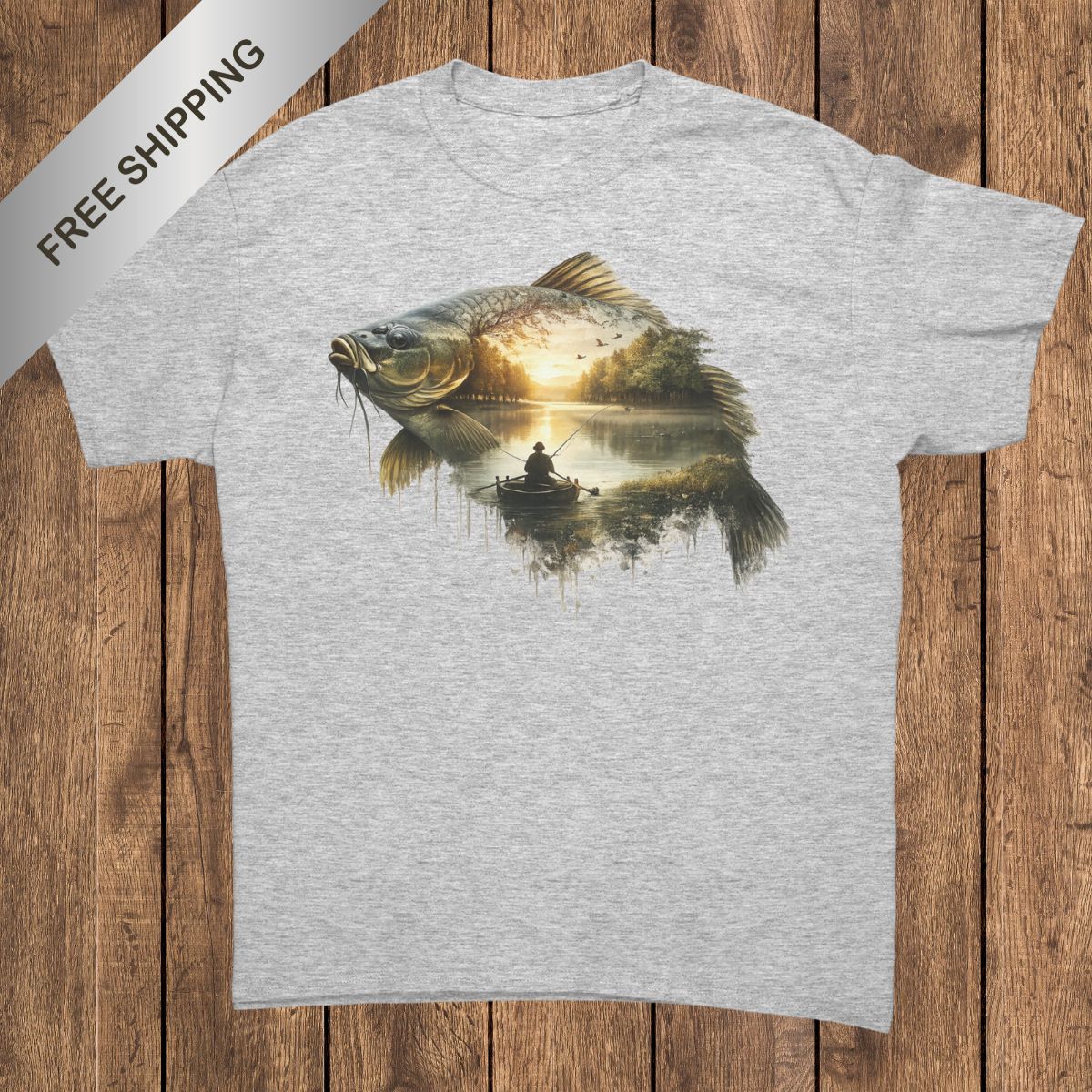 Catch the Sunset – Classic Fit Tee | Rustic Fisherman Sunset Graphic | Unisex Gildan 5000