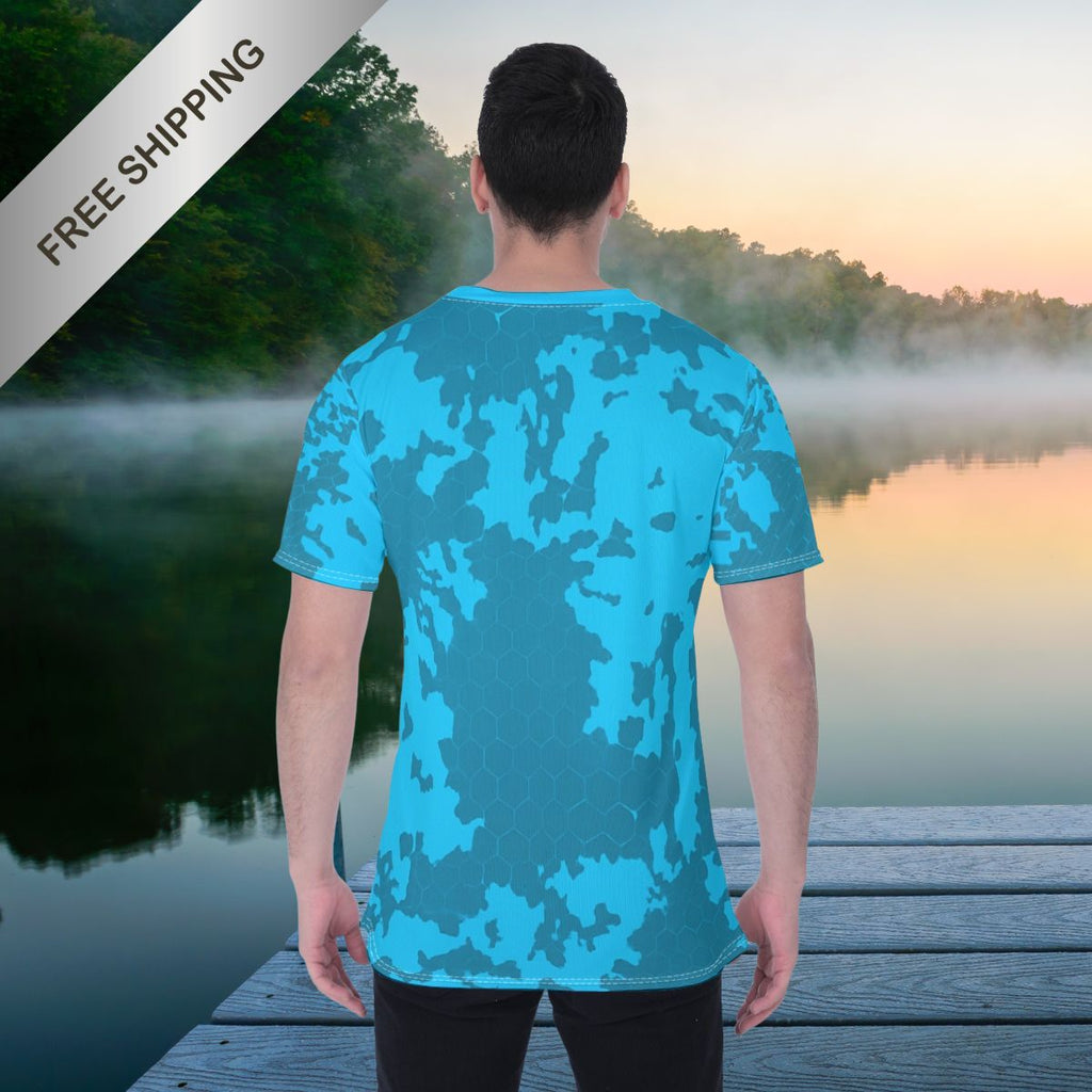 Men's All-Over Print Fishing Tee - Blue Camo