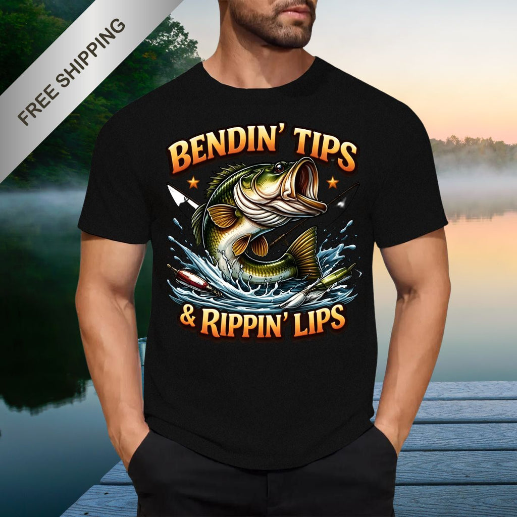 Bendin Tips Rippin Lips Fishing Shirt-Bella Canvas 3001-DTG
