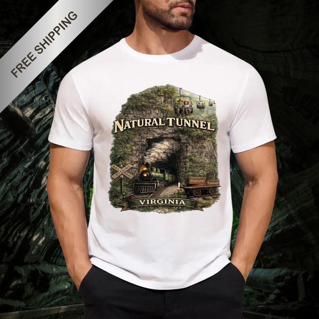 Vintage Steam Engine Natural Tunnel Virginia Railroad Shirt