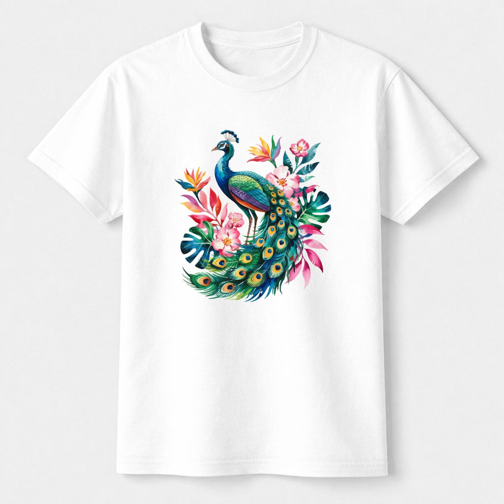 Majestic Tropical Peacock Watercolor Women’s Tee | Comfort Colors C1717