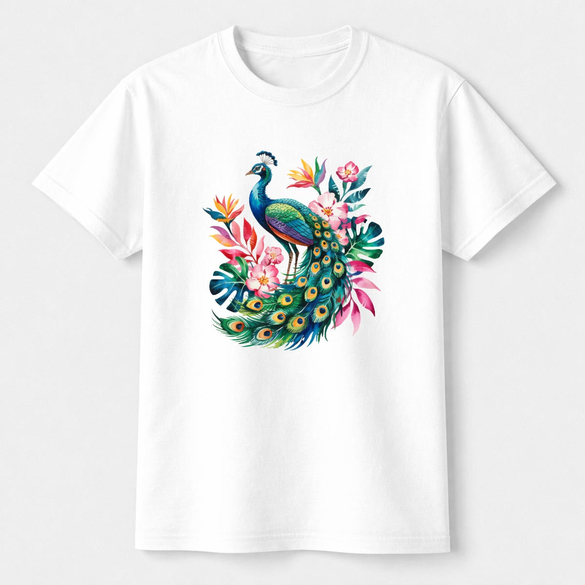 Majestic Tropical Peacock Watercolor Women’s Tee | Comfort Colors C1717