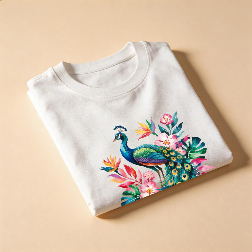 Majestic Tropical Peacock Watercolor Women’s Tee | Comfort Colors C1717