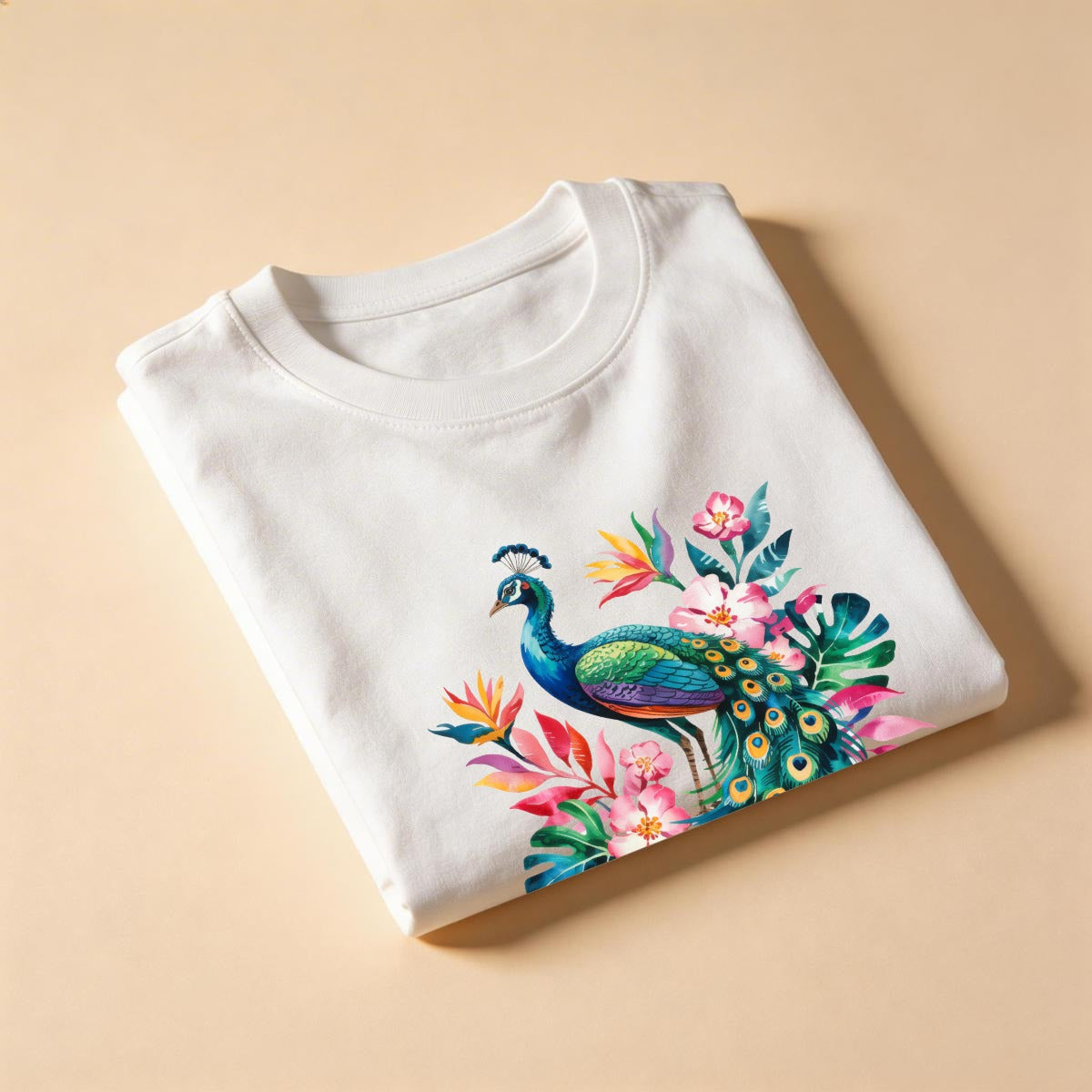 Majestic Tropical Peacock Watercolor Women’s Tee | Comfort Colors C1717