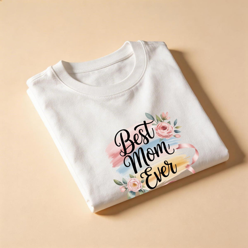 Watercolor Floral "Best Mom Ever" Tee – Comfort Colors-Double DTG