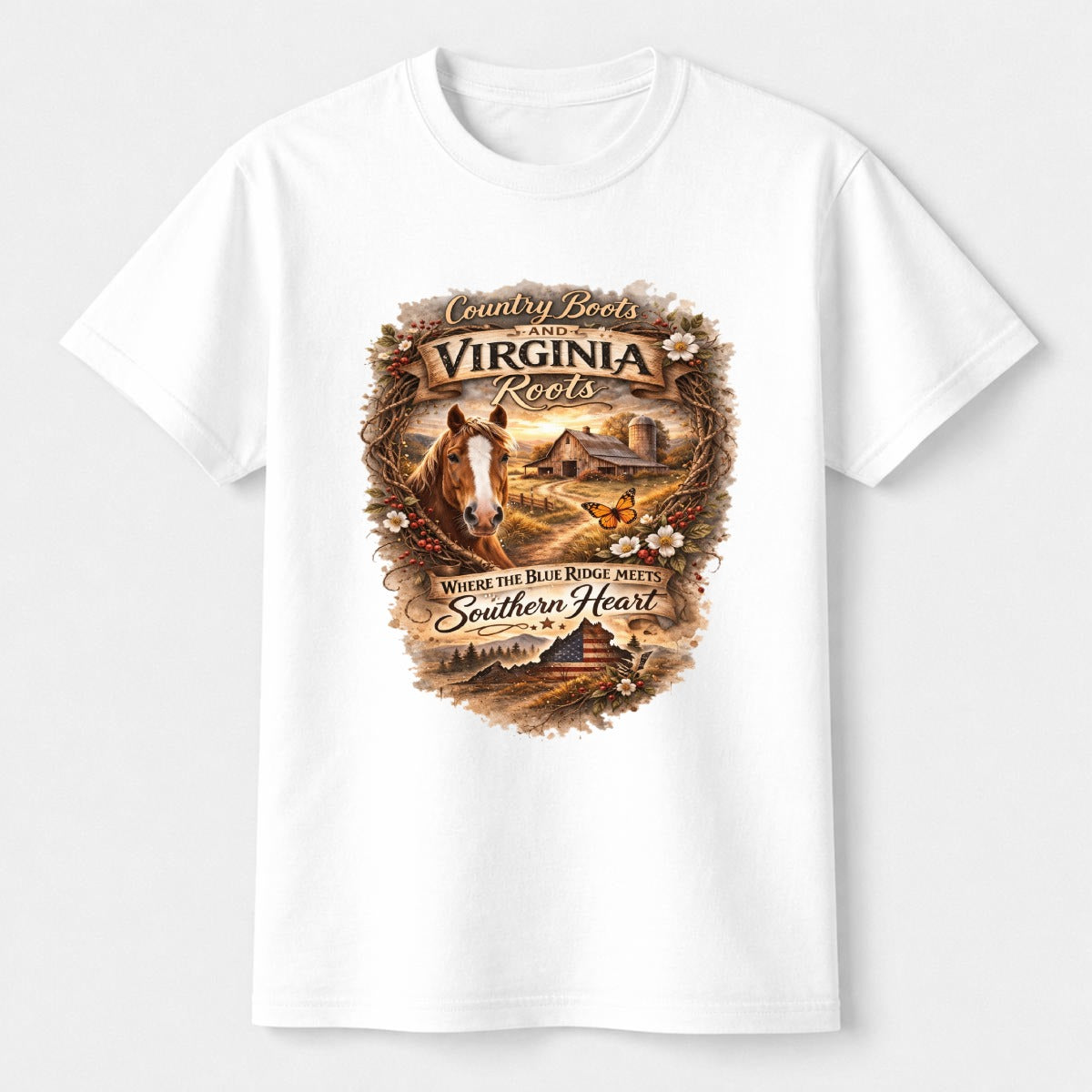 Virginia Roots & Southern Heart Country Horse Shirt | Comfort Colors C1717